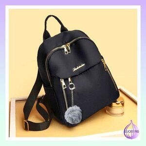 Chic Black Leatherette Multi-Function Backpack with Gold-Tone Accents